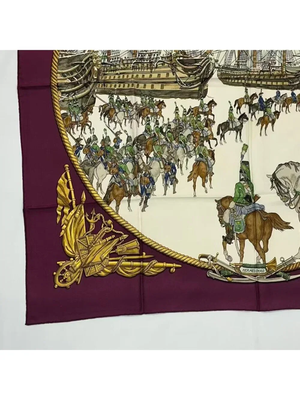 Hermes Scarf Silk Marine Et Cavalerie Sea and Cavalry - Picture 3 of 9